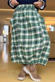 Roberta Plaid Brushed Cotton Balloon Hem Skirt Clover